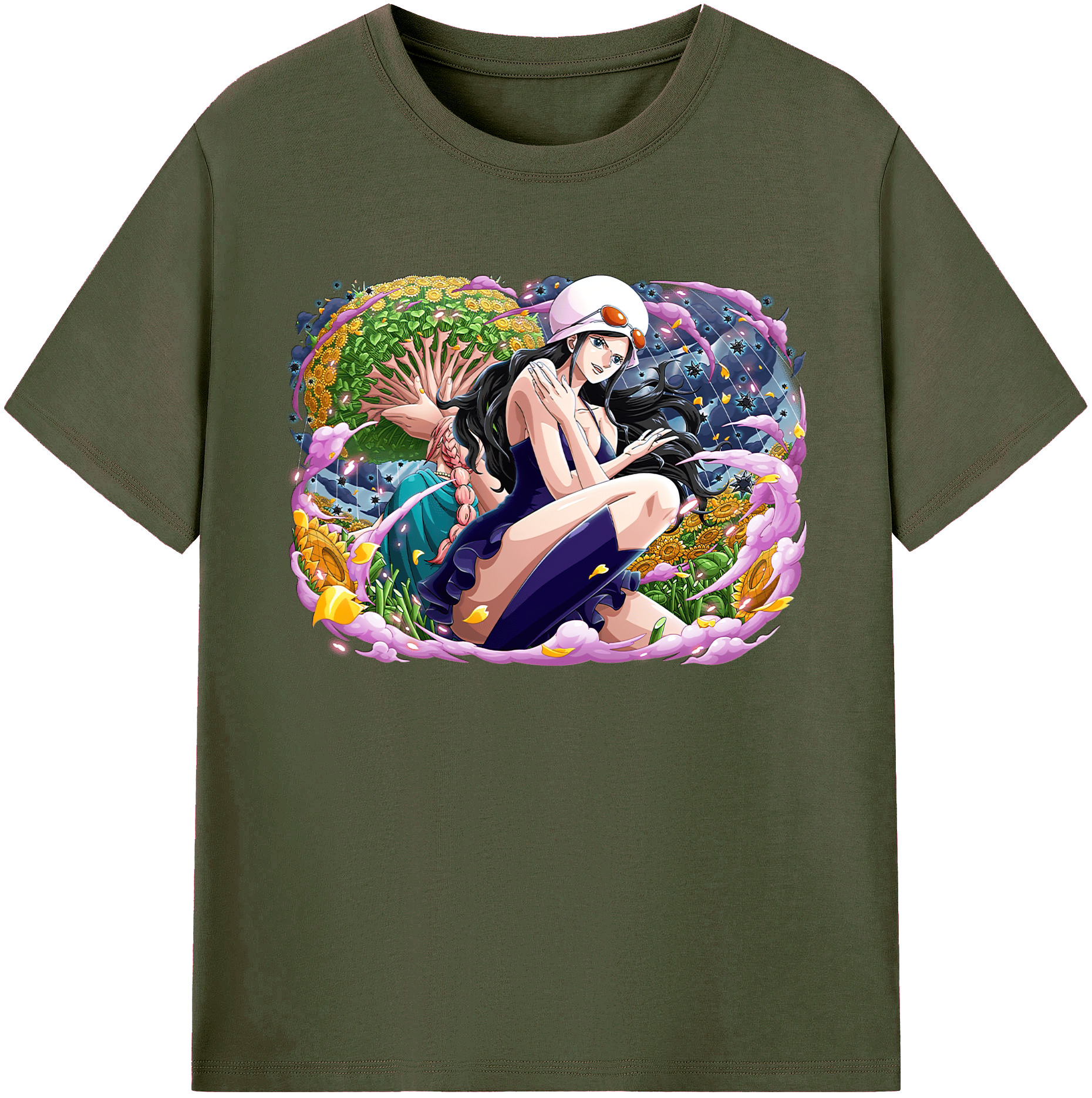 ワンピース ニコ・ロビン ONE PIECE Nico Robin 綿100％ メンズ半袖Tシャツ｜肌触りやわらか＆通気性